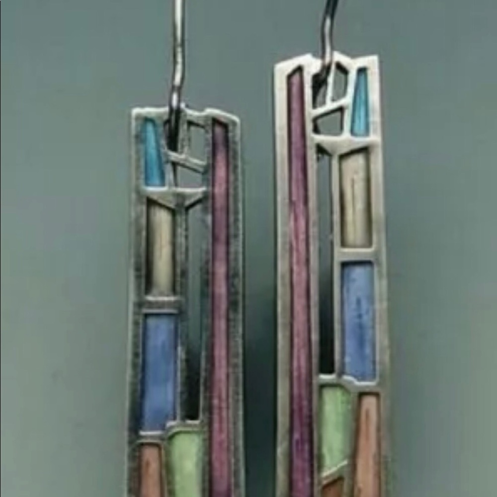 925 Silver Moonstone Turquoise Dangle Jew Earrings